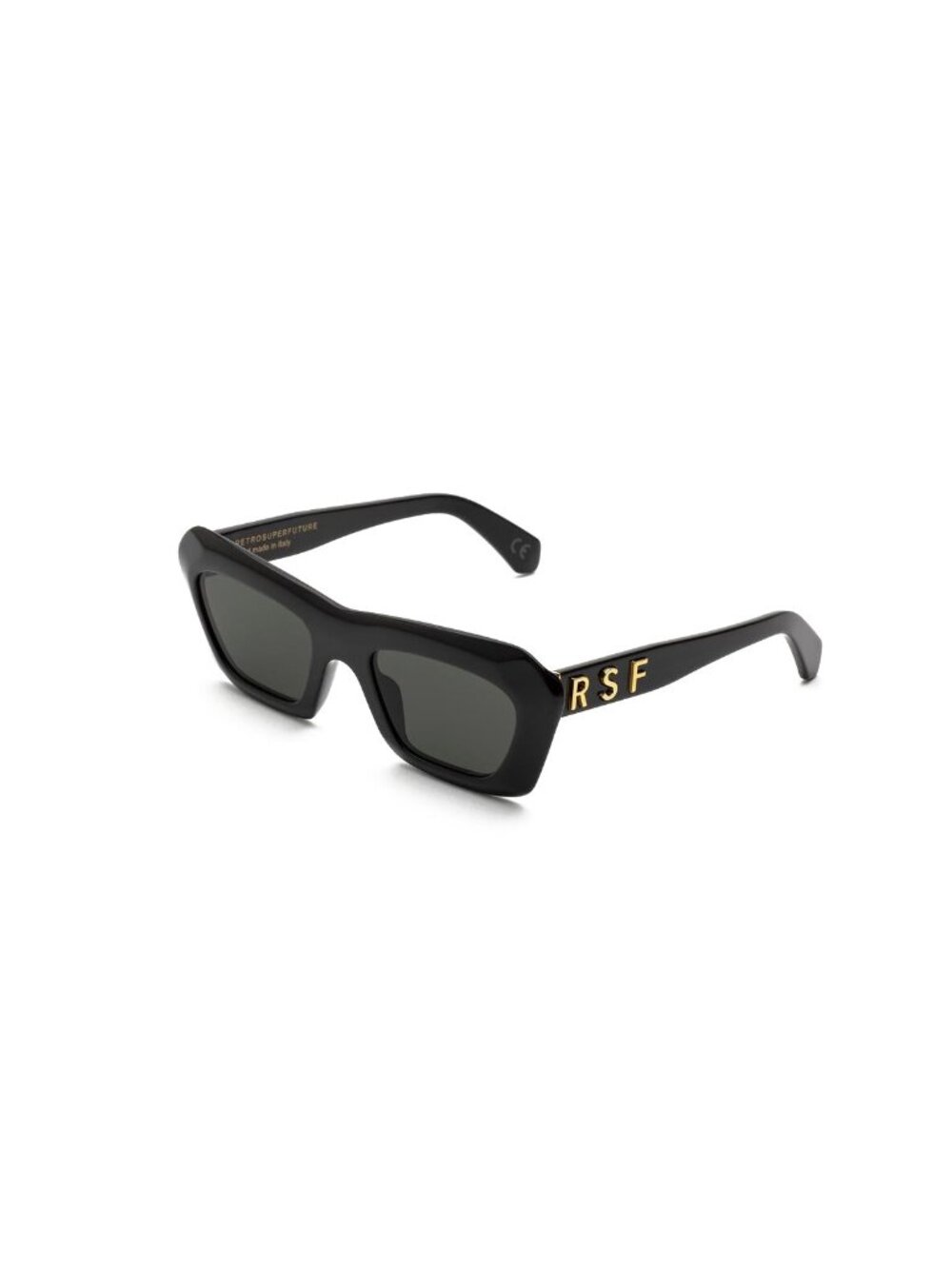 New Retrosuperfuture Unisex Sunglasses Black Rectangle Grey Lens Acetate Frame